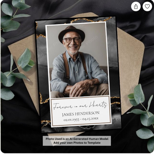 Memorial Black and Gold Photo Keepsake  Magnet (Creator Uploaded)