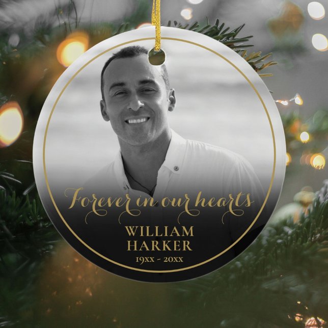 Memorial Black and White Photo Christmas Ceramic O Tree Decoration (Creator Uploaded)