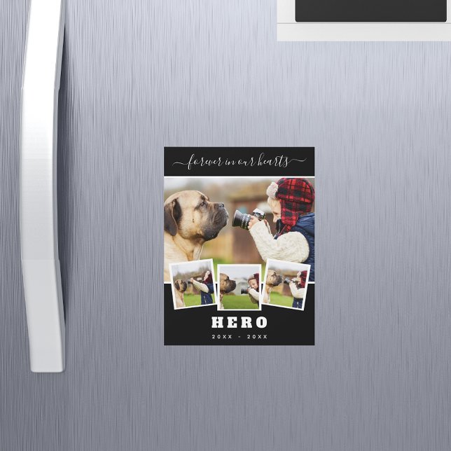 Memorial black photo collage love dog pet magnet (Creator Uploaded)