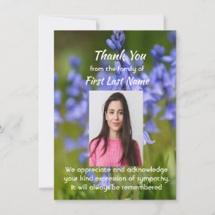 Memorial Bluebells Garden Flowers Thank you Card