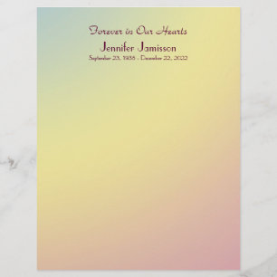 Memorial Book Filler Page, Pastel Yellow Blue Pink