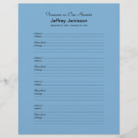Memorial Book Filler Sign-In Page 4 Names per Page