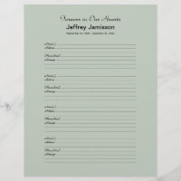 Memorial Book Filler Sign-In Page 4 Names per Page
