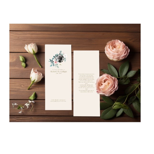 Memorial Bookmark Card Floral Cream  (Creator Uploaded)