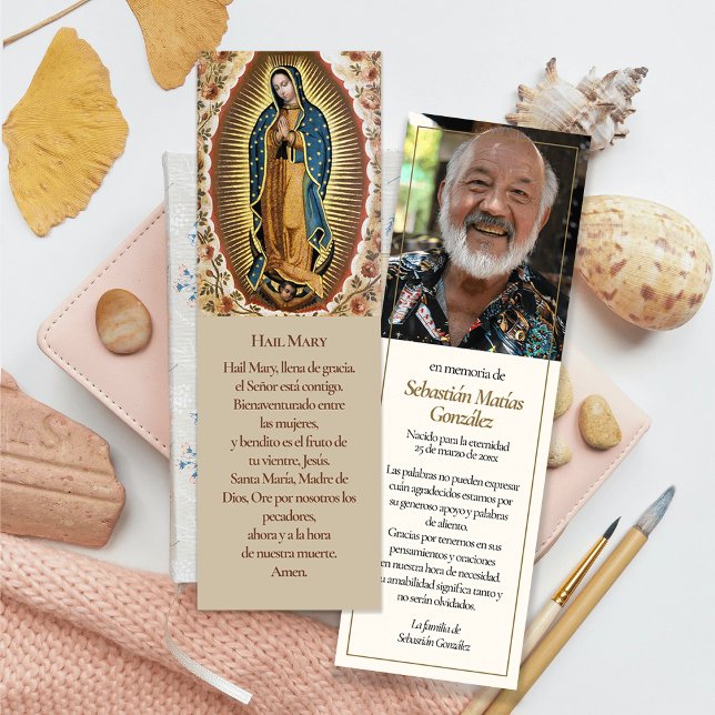 Memorial Bookmark Guadalupe Prayer Sympathy Cards (catholic, religious, celebration of life, in loving memory of, prayer cards for bereavement)