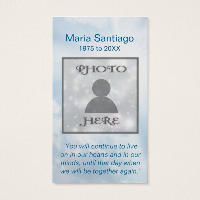Memorial Card | Cloud Template (Back)