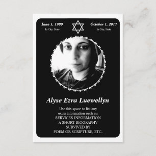 memorial card : elegant star of david