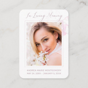 Memorial Card Floral Blush Pink Watercolor Photo
