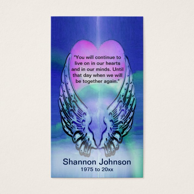 Memorial Card | Heart and Angel Wings (Front)