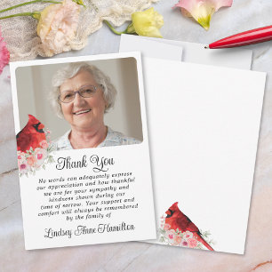 Memorial Cardinal Floral Photo Thank You