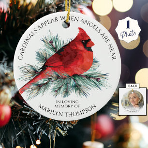 Memorial Cardinals Appear When Angels Near Photo Ceramic Tree Decoration