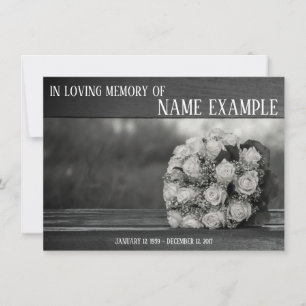 Memorial Cards A bouquet of white roses monochrom