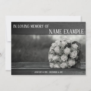 Memorial Cards A bouquet of white roses monochrom