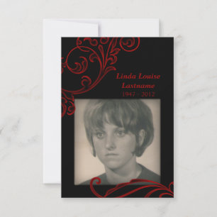 memorial cards : red flourish