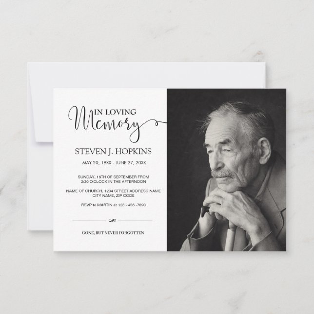 Memorial Cards With Custom Photo Invitation (Front)