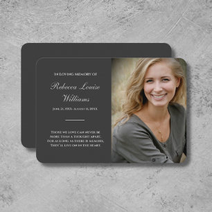 Memorial Cards With Photo Charcoal Grey