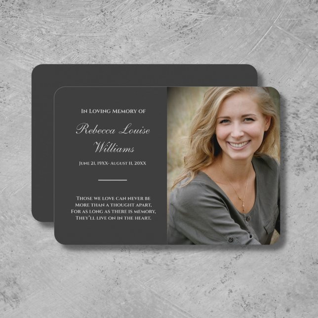 Memorial Cards With Photo Charcoal Grey (Creator Uploaded)