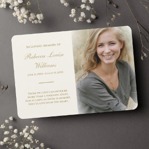 Memorial Cards With Photo Cream Gold