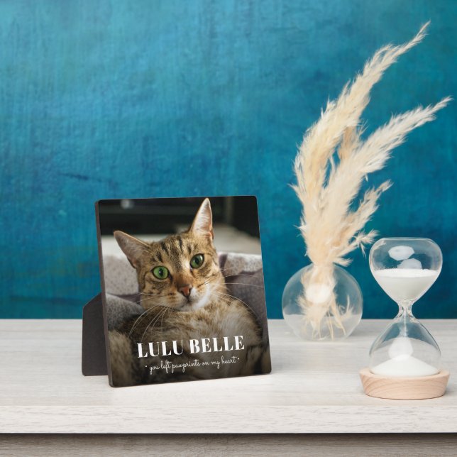 Memorial Cat Photo Pawprints On My Heart Plaque (Insitu)