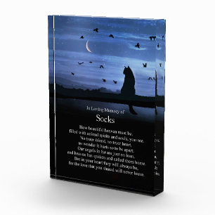 Memorial Cat with Heaven Poem and Custom Name Photo Block