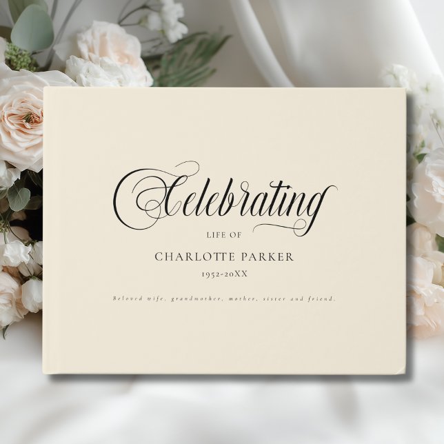  Memorial "Celebrating life of" Beige Guest Book (Memorial "In Loving memory" Beige Guest Book)