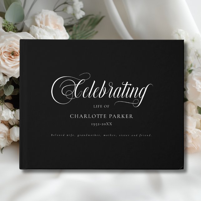  Memorial "Celebrating life of" Black Guest Book (Memorial "In Loving memory" Black Guest Book)