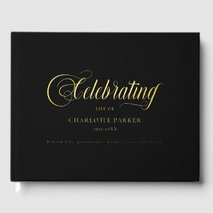  Memorial "Celebrating life of" Black Guest Book