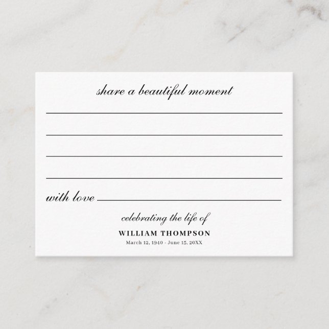 Memorial Celebrating Life Of Funeral Keepsake Card (Front)