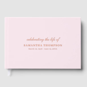 Memorial Celebrating Life Of Funeral Pink Gold Guest Book