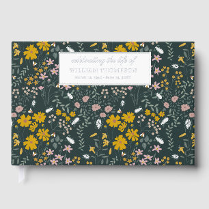 Memorial Celebrating Life Of Funeral Wildflowers Guest Book