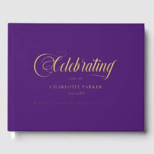  Memorial "Celebrating life of" Purple Guest Book