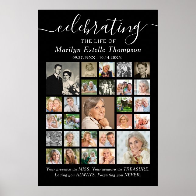 Memorial Celebrating Life Quote 27 Photo Collage Poster (Front)