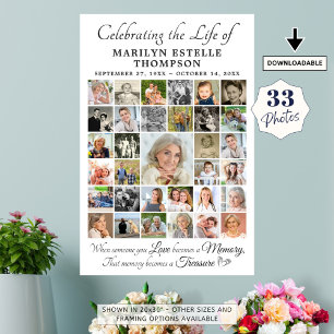 Memorial Celebrating Life Quote 33 Photo Collage Poster