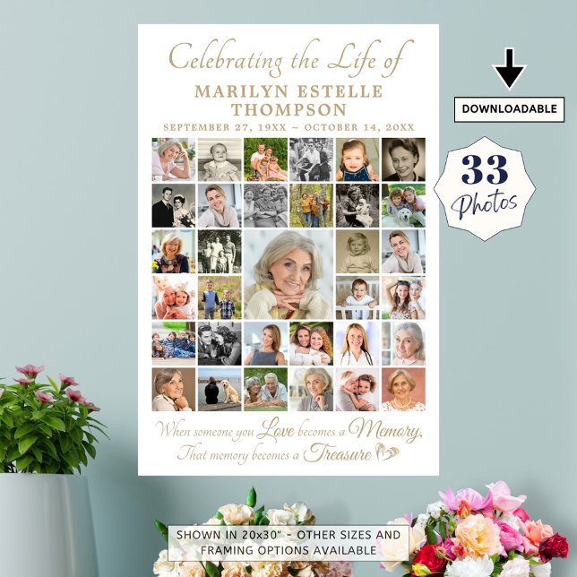 Memorial Celebrating Life Quote 33 Photo Collage Poster (Creator Uploaded)