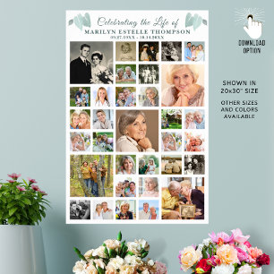 Memorial Celebration 33 Photo Collage Botanical Poster