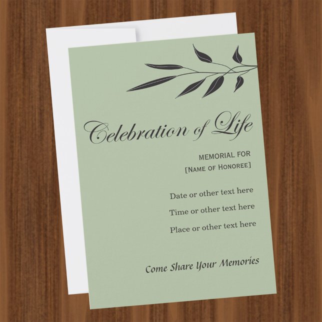 Memorial Celebration of Life Elegant Tree Invitati Invitation (Creator Uploaded)