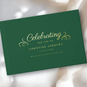 Memorial "Celebration of life" Foil, Green Guest Book