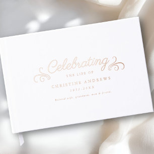 Memorial "Celebration of life" Gold-Foil, White  Guest Book