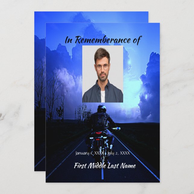 Memorial Celebration of Life Invite Motorcycle (Front/Back)