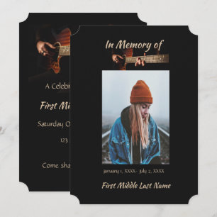 Memorial Celebration of Life Invite Music Guitar