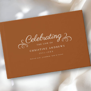 Memorial "Celebration of life" Orange-Brown Guest Book