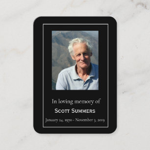 Memorial Celebration of Life Photo Funeral Business Card