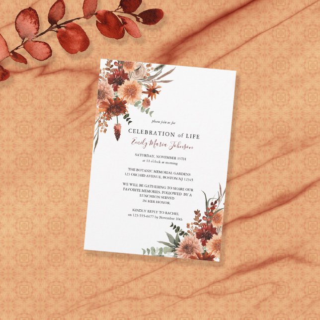 Memorial Celebration of Life Terracotta Invitation (Creator Uploaded)