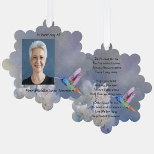 Memorial Christian Hummingbird White Flowers Tree Decoration Card
