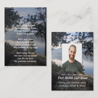Memorial Christian  Photo Beautiful Lake Mountains Business Card
