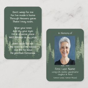 Memorial Christian Photo Wilderness Forest Trees Business Card