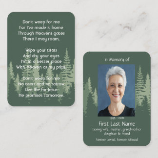 Memorial Christian Photo Wilderness Forest Trees Business Card