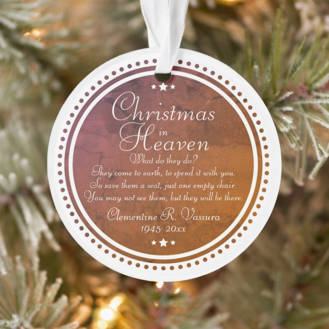 Memorial Christmas In Heaven Photo Acrylic Ornament (Tree)