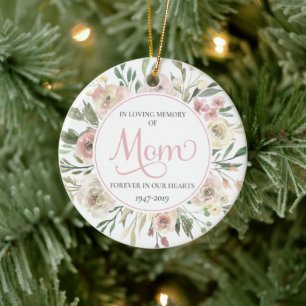 Memorial Christmas Photo Ornament for Mum - Pink