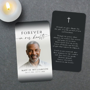Memorial Cross Forever Hearts Photo Prayer Card